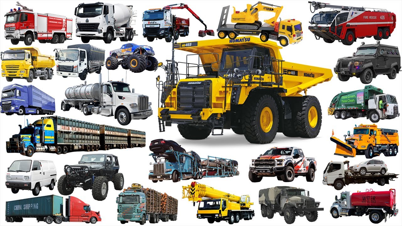 TRUCKS NAME Collection | Tổng Hợp XE TẢI - Dump truck, Garbage truck, Crane, Concrete Mixer truck