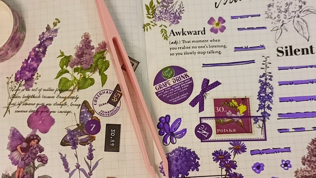 Purple Themed Narrative Poetry Journal ideas..#kawaii #sticker #asmr #diy #journal #decor #creative 