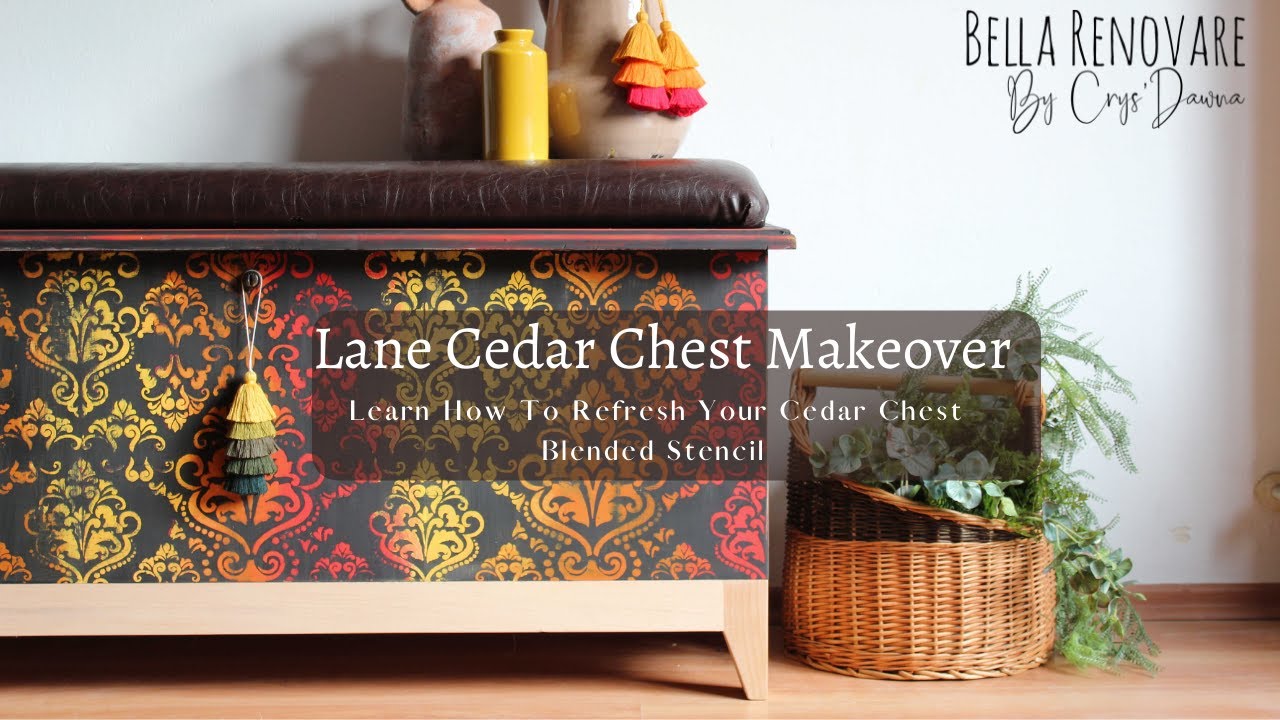 Lane Cedar Chest Makeover | Revive Cedar Smell | Blended Stencil Look On Lane Furniture
