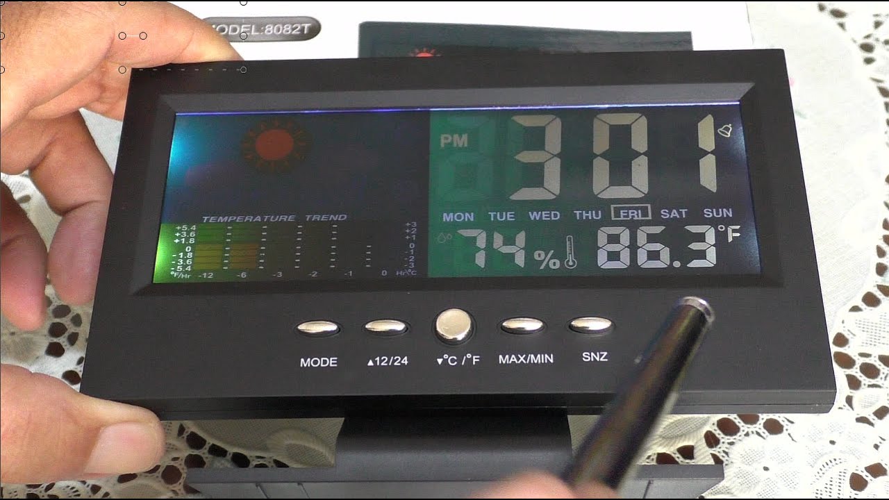 Đồng hồ LCD Model 8082T: Set *Ngày giờ. *Giờ 12/24. *Báo thức. *Độ ẩm - Nhiệt độ.