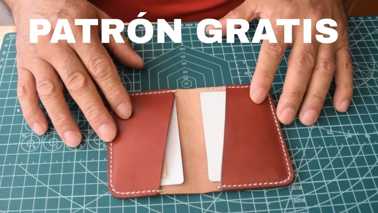 Como hacer un tarjetero de cuero super facil . PATRON GRATIS.