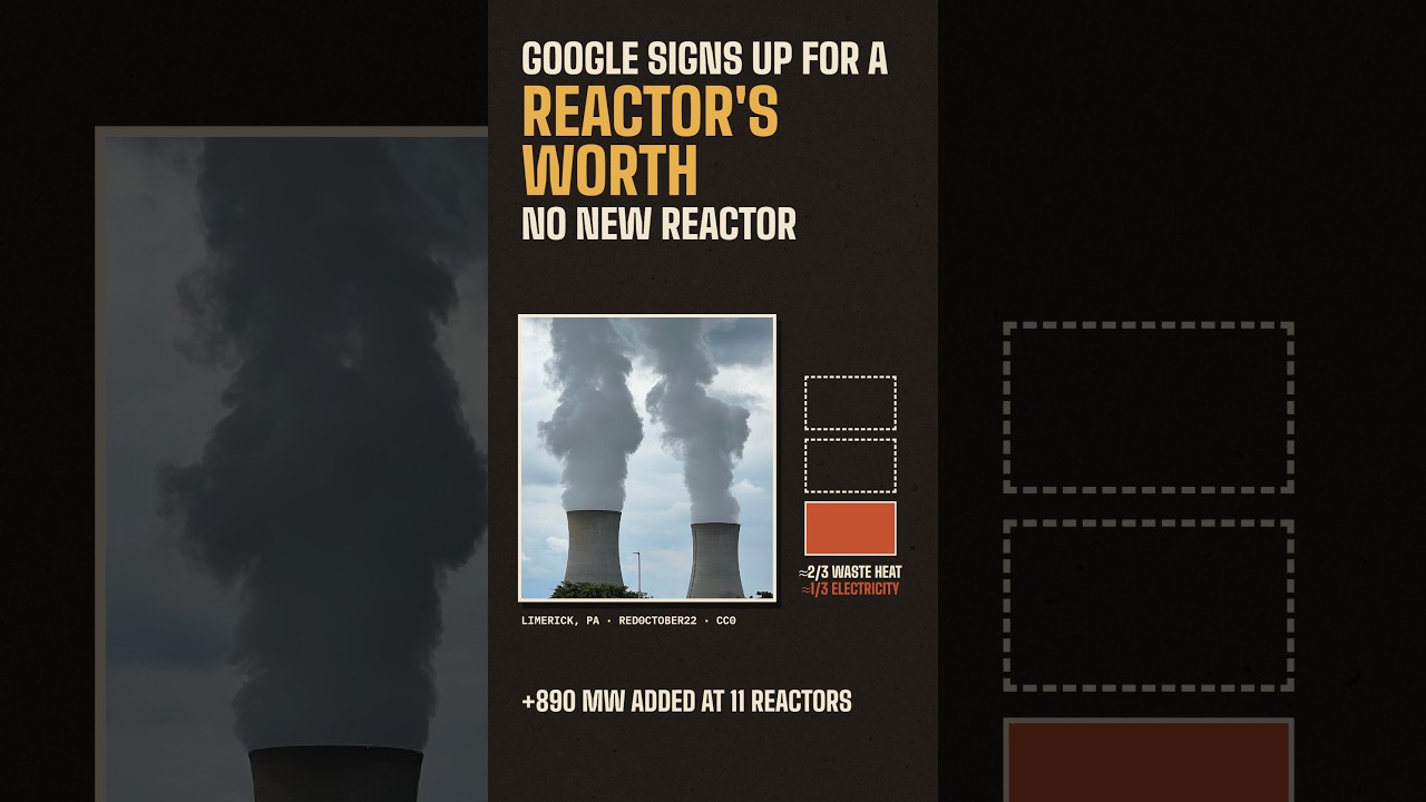 Google's deal adds a reactor's worth of power at existing nuclear plants #Shorts