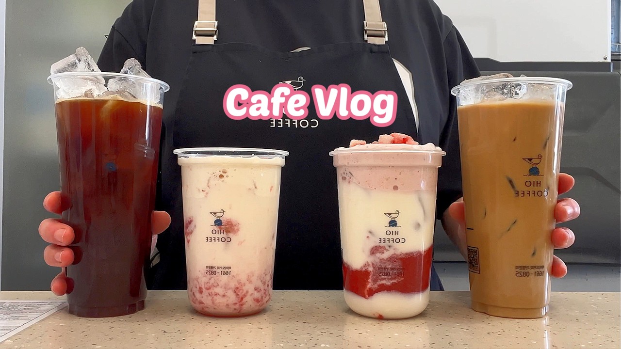 [ENG] 딸기 음료 가득한 카페 브이로그🍓💛 | ASMR | CAFEVLOG | 음료제조영상 | 하이오커피