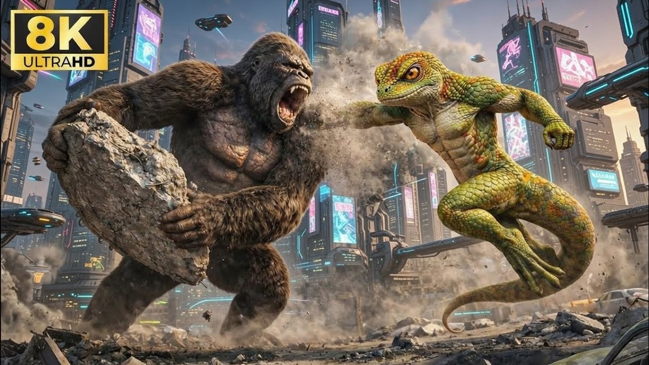 King Kong vs Giant Lizard Full Fight | Monster Battle in Water Parkcreate