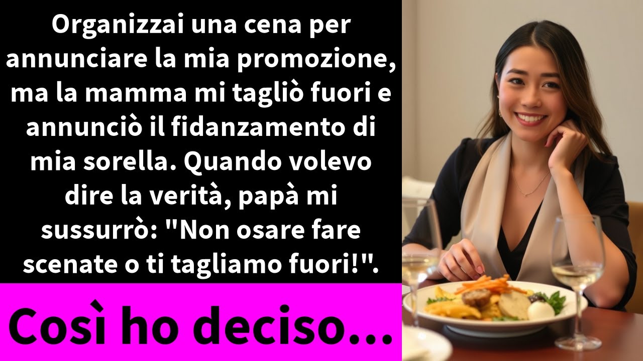 Organizzai una cena per annunciare la mia promozione, ma la mamma mi tagliò fuori e annunciò