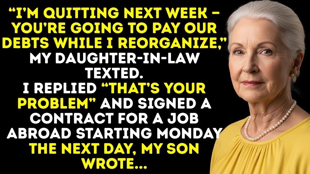 My Daughter-In-Law Demanded, I Quit Next Week. You Pay Our Debts While I 'Reorganize'.