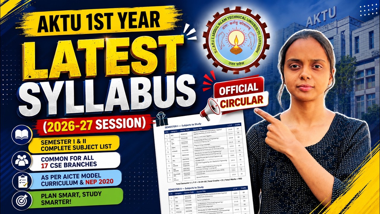 AKTU New B.Tech 1st Year Syllabus 2026-27 Released | Semester 1 & 2 Subjects Explained