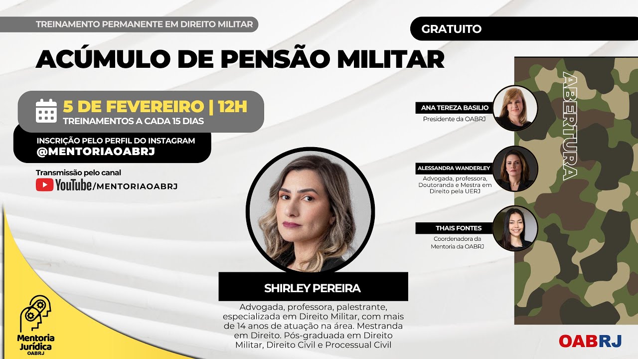 Acúmulo de pensão militar - Treinamento em Direio Militar - 05/02 - 12H