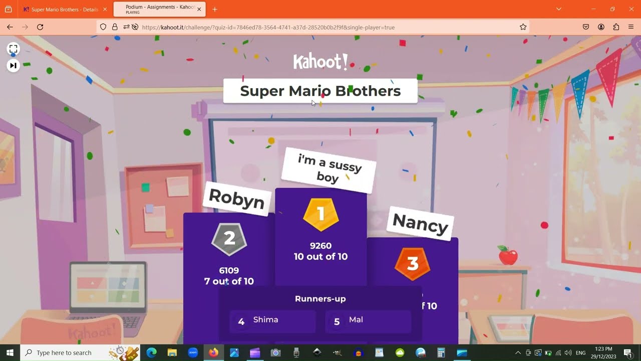 Super Mario Brothers - Kahoot quiz
