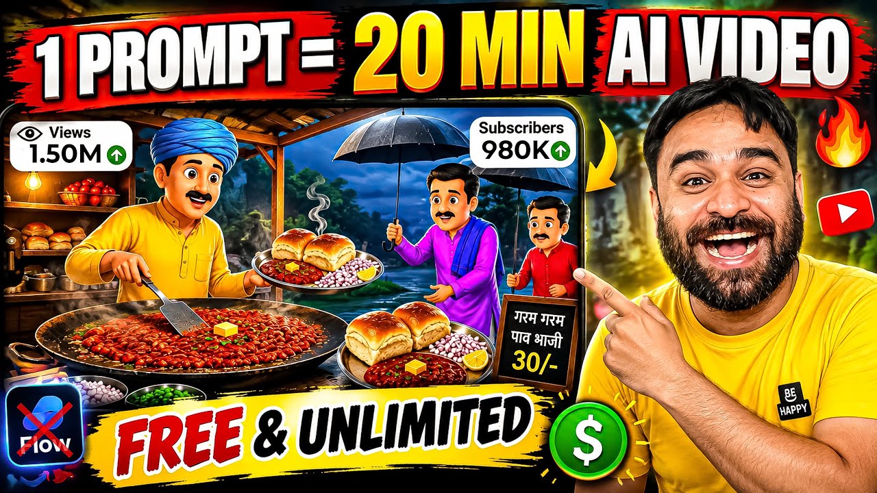 🎬 1 Prompt = 20 Minute Ai Story Video 🤯 | 100% Free Master Prompt Method