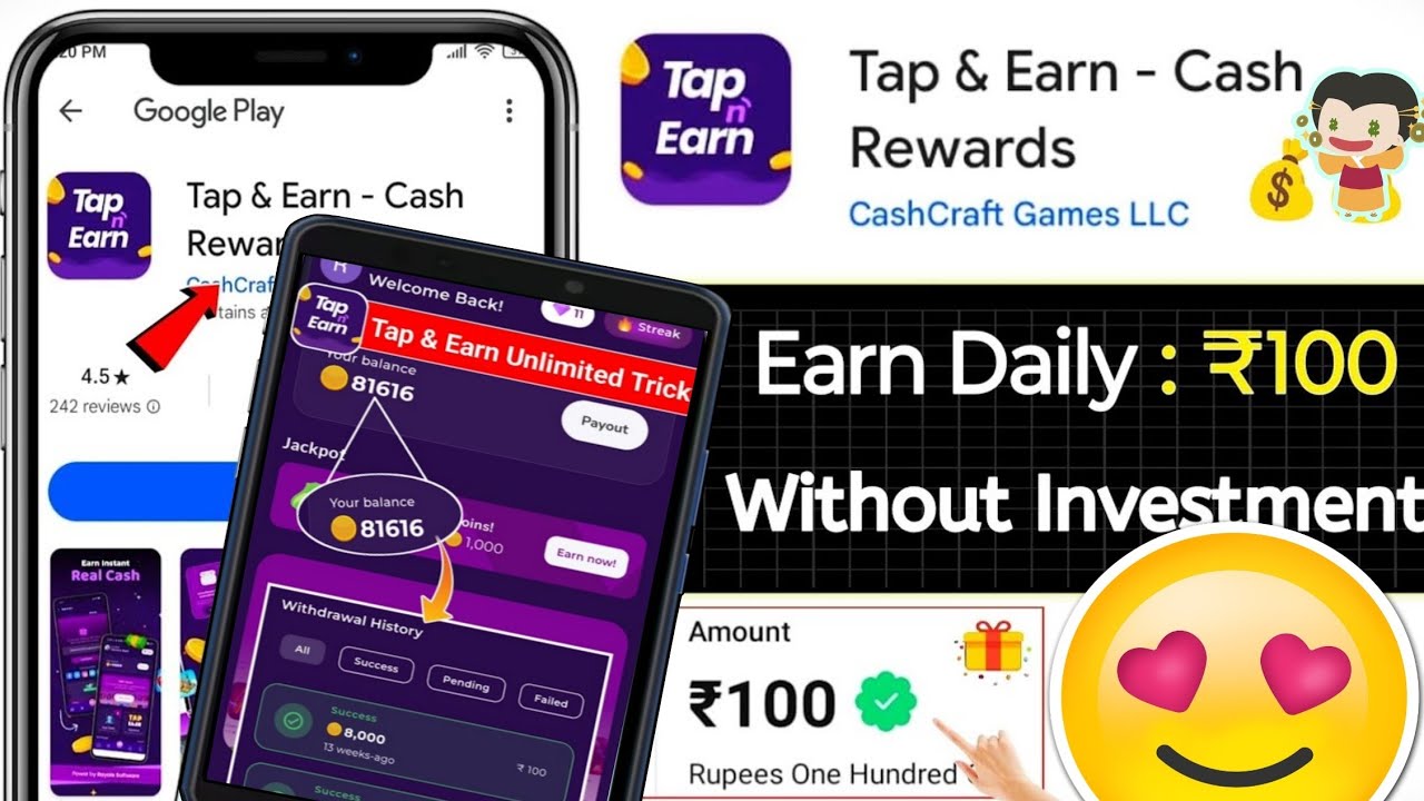 Tap & Earn App Unlimited Paise🤩 कैसे कमाएँ | Live 🔴 payment proof 🧾 #onlineearnings #earn