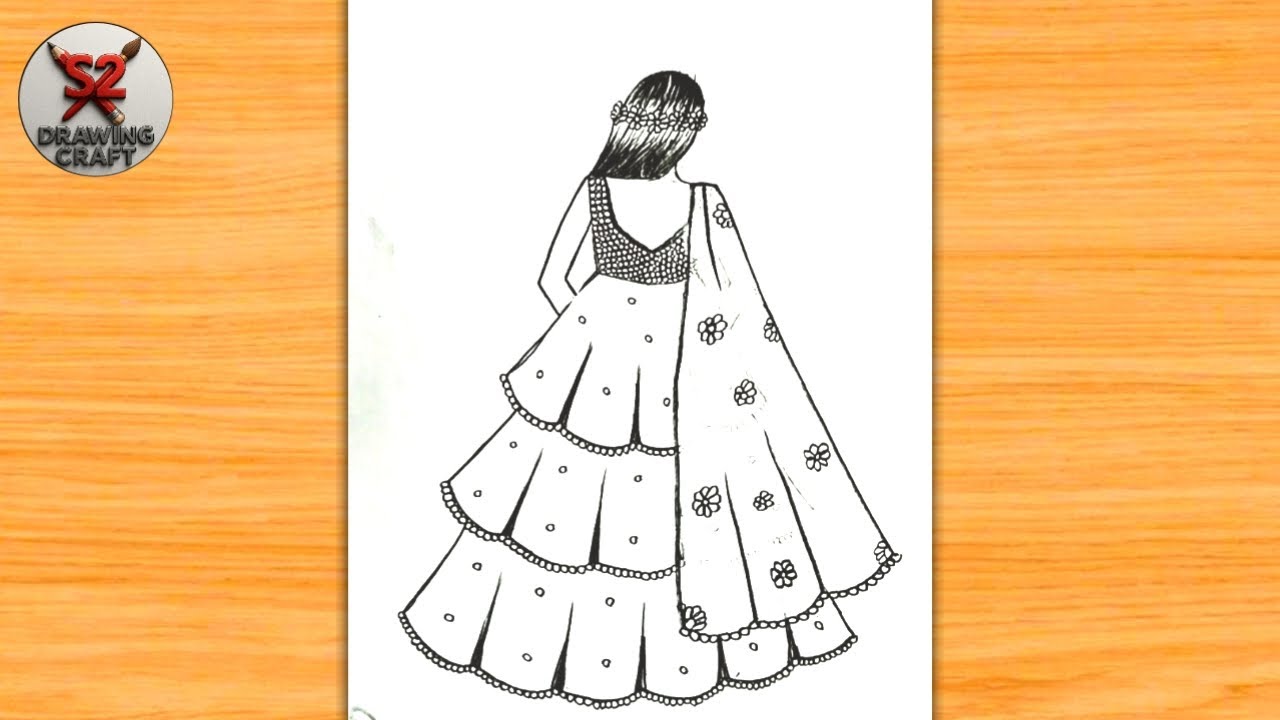 Cute girl lehenga draw begginars | how to girl drawing | easy draw | लड़की का चित्र कैसे बनाये