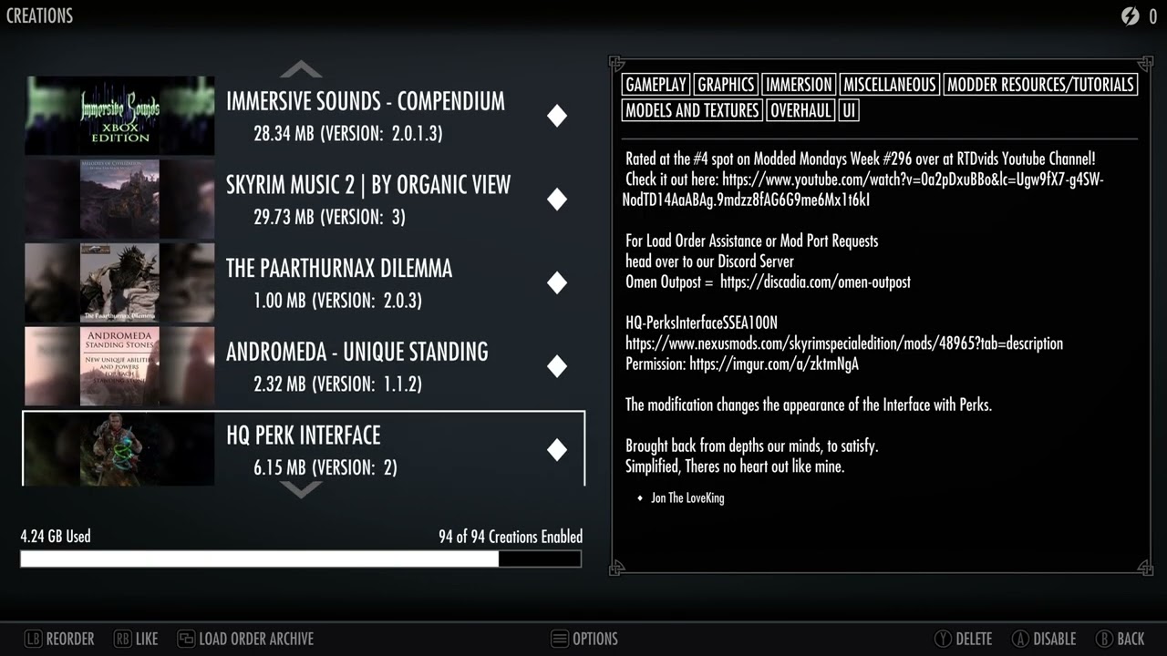 Skyrim: Xbox Mage Load Order
