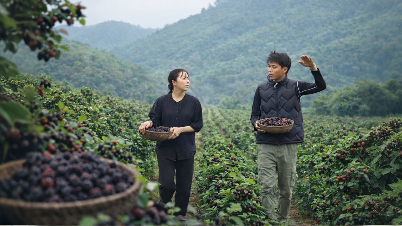 The Peacefulness of a Small Village | Harvesting Mulberries and Enjoying Refreshing Mulberry Juice