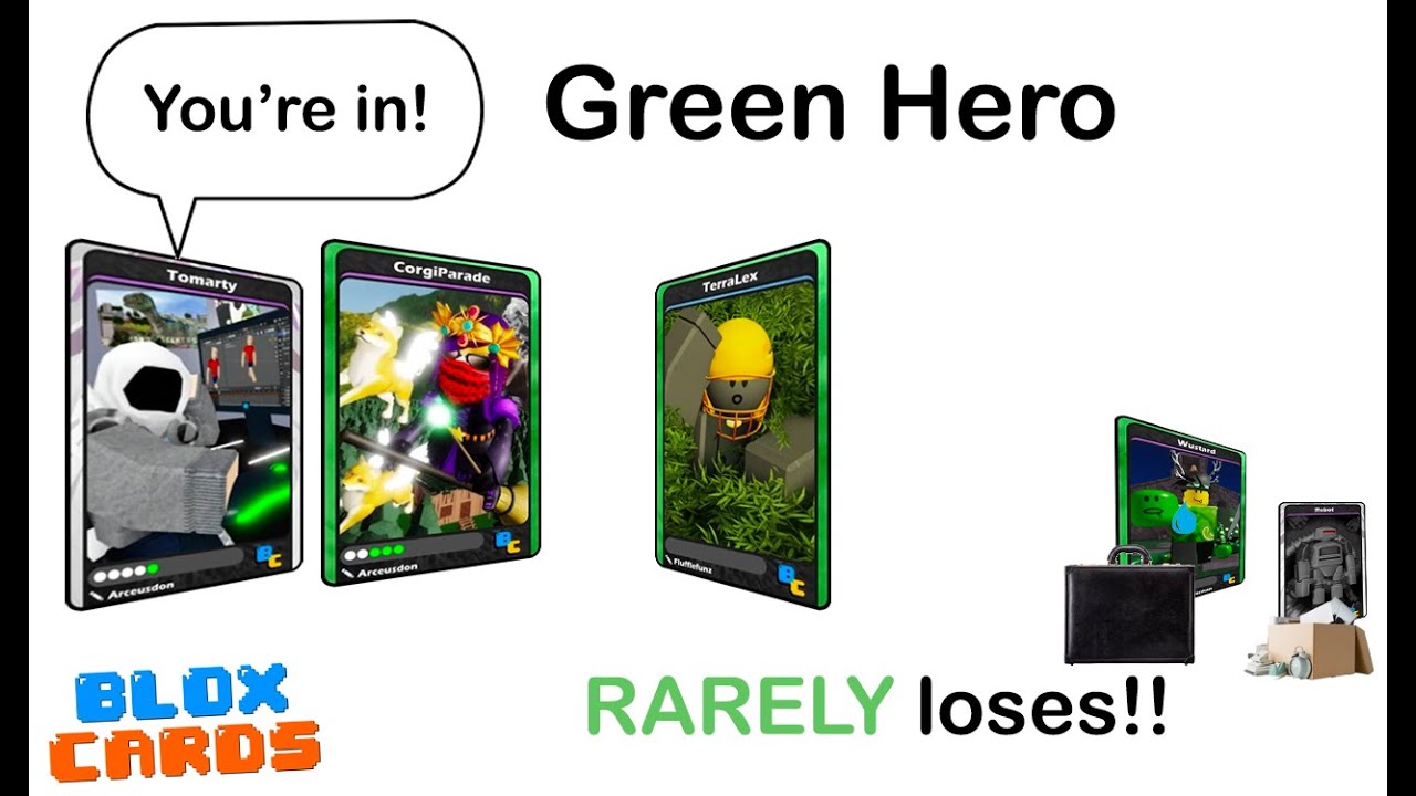 Blox Cards - Green Hero RARELY loses!!