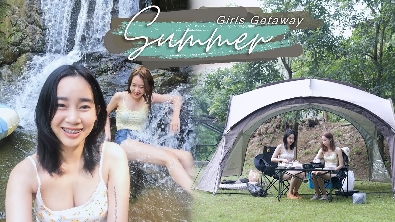 Late Summer Camp trip with Duo Girls กางเต็นท์ ทำไข่กะทะ เล่นน้ำที่น้ำตก / ASMR Camping EP.2
