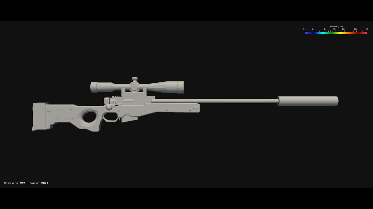 CFD Analysis of a rifle silencer (without bullet) &nabla; OpenFOAM&reg;