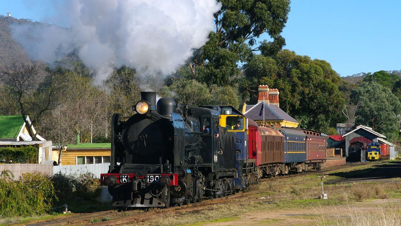 Steam Trains : K190 leaves the Victorian Goldfields Railway.  Sun 23/06/13