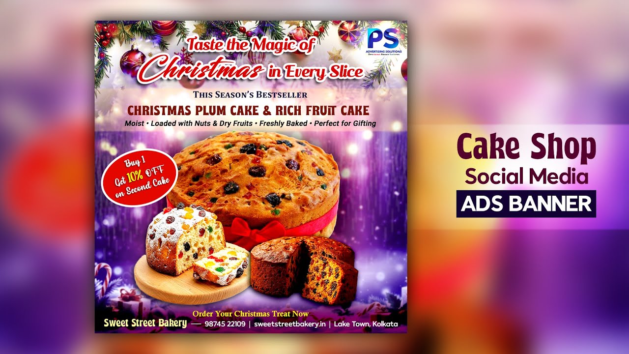 Instagram Post Design For Bakery Shop | Cake Sell Social Media Ads Design | Photoshop Tutorial