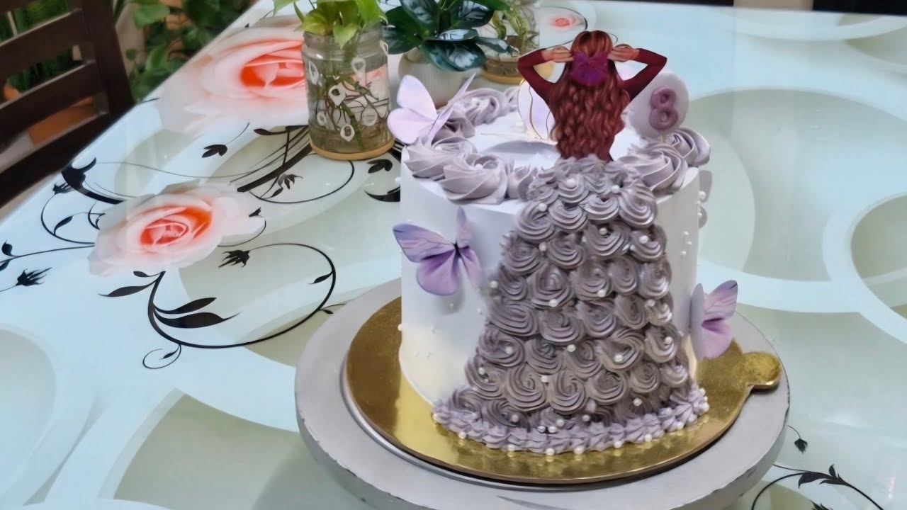 1.5 kg butterscotch cake recipe |Girl topper cake |How to make tall cake |BakingBites 