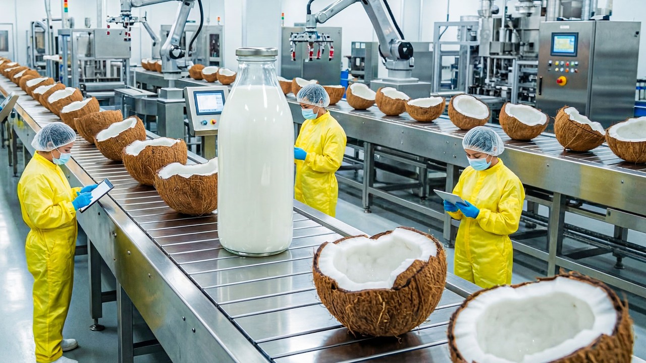 Inside the World’s Largest Coconut Milk Factory — How Coconut Milk Is Made (Full Process)
