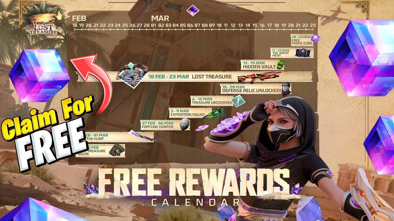 RAMADAN & HOLI EVENT CALENDAR 🤯🥳 FREE MAGIC CUBE, EMOTE & GLOO WALL ALL REWARDS FREE FIRE