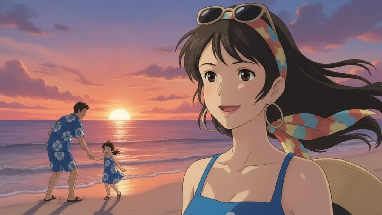 A Summer Day by the Sea with Family | From Home to Endless Blue | Ghibli Animation