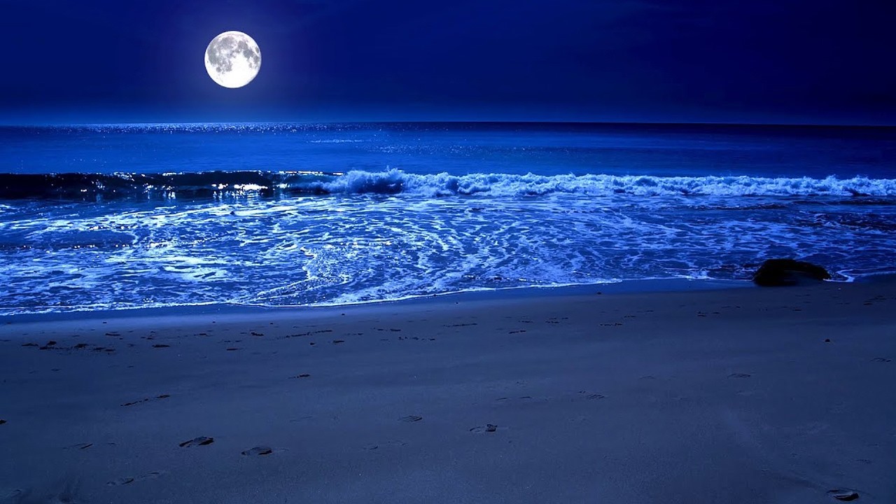 Relaxing Ocean Waves at Night | Deep Sleep & Stress Relief