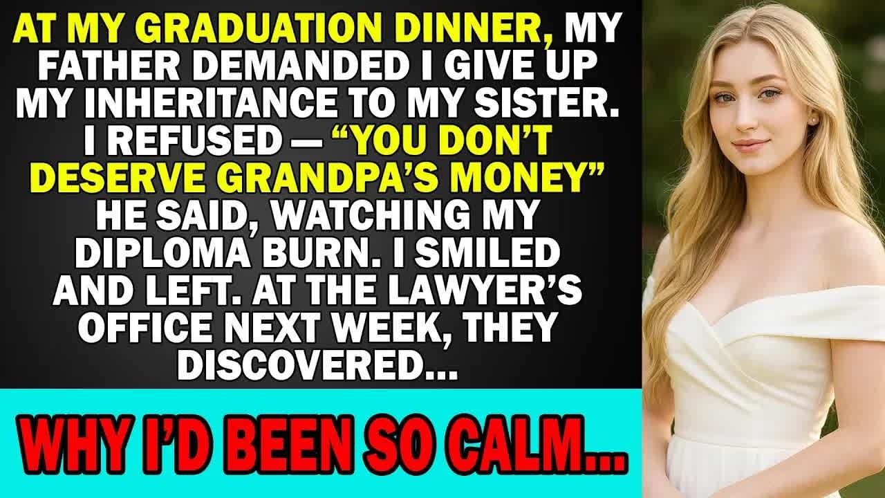 At My Graduation Dinner, My Father Demanded I Give Up My Inheritance To My Sister  I Refused…