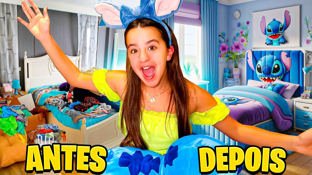 FIZ UMA SURPRESA E TRANSFORMEI O QUARTO DA MARCELA JARDIM NO QUARTO DO STITCH