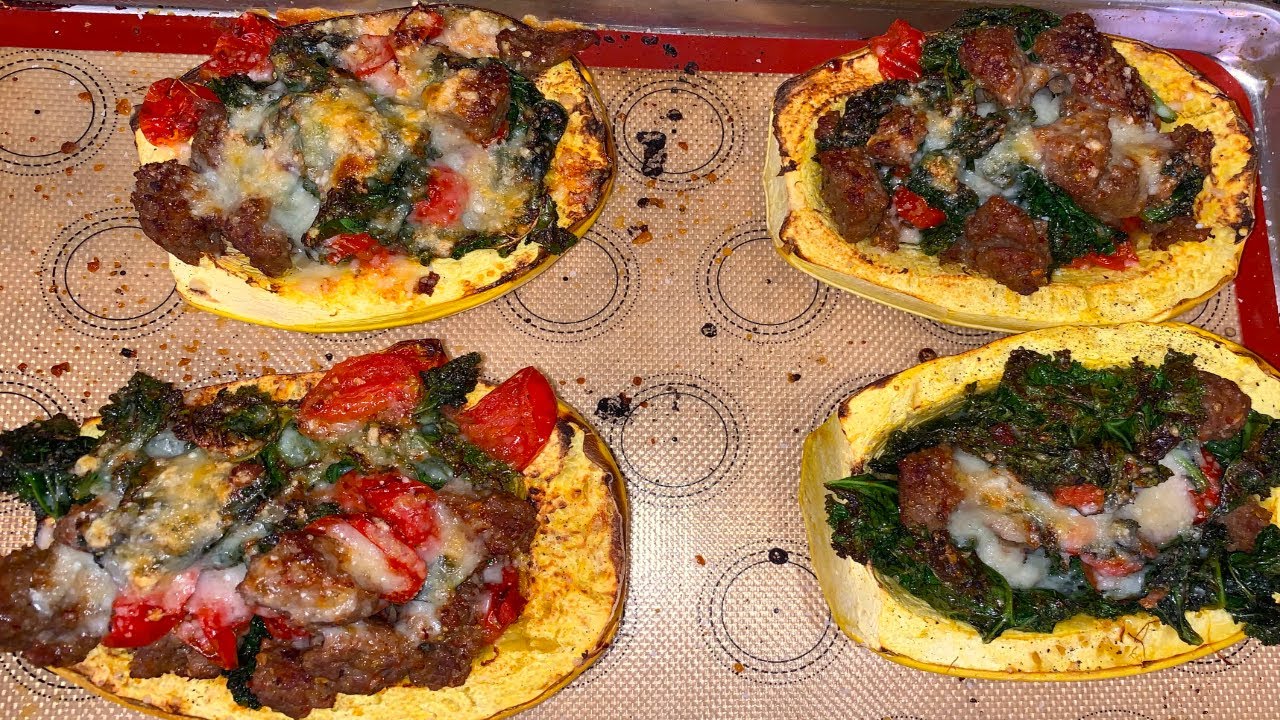 Sausage & Kale Stuffed Spaghetti Squash