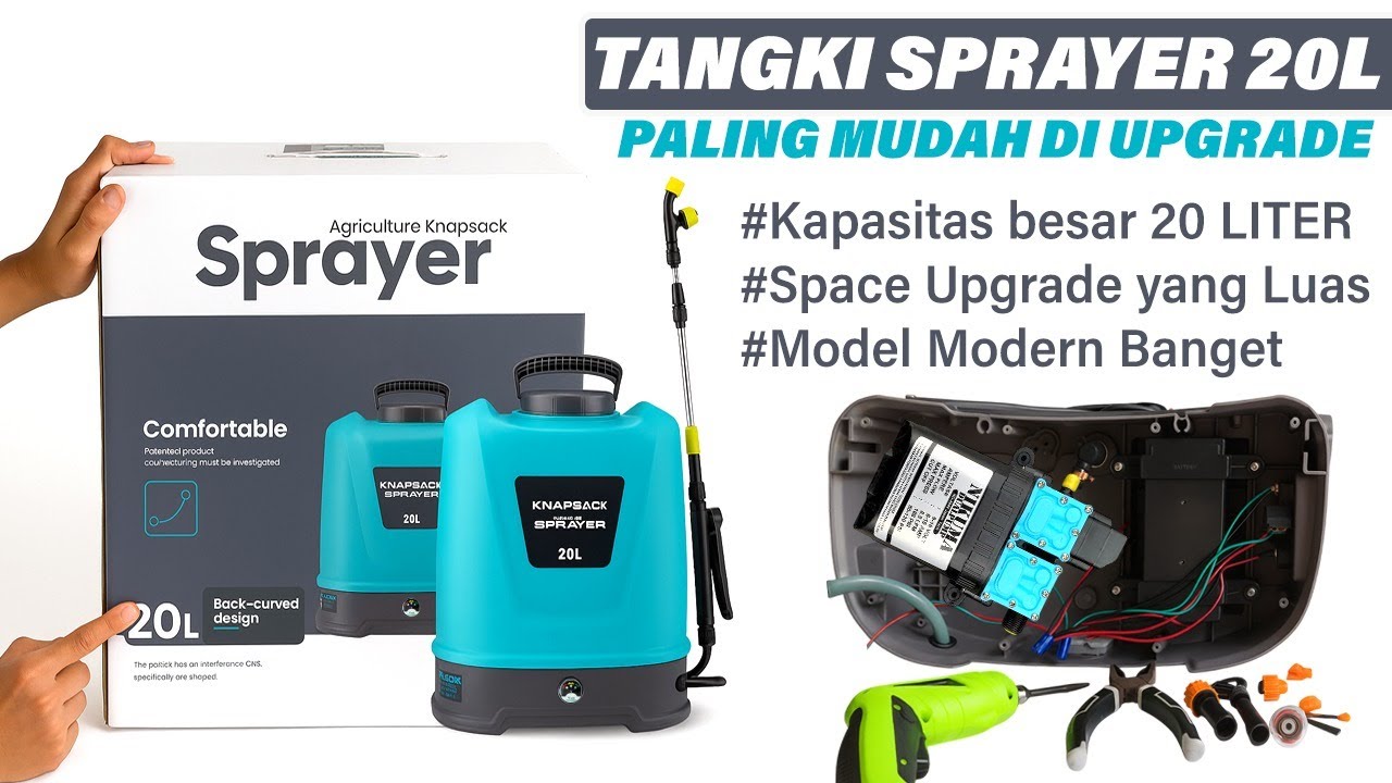 Unboxing Review Ujicoba dan Bongkar Sprayer Gendong 20 Liter Bisa Ugrade Pompa Dual dan Aki Lithium