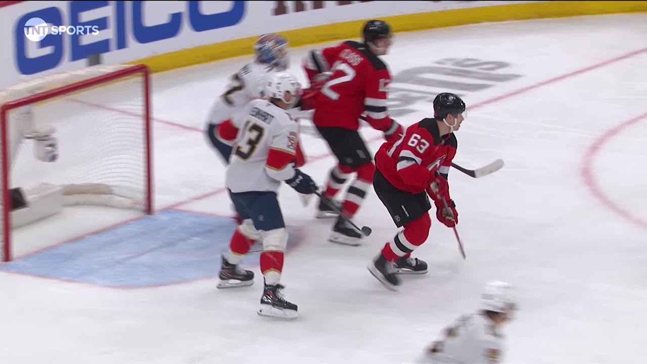Cody Glass scores a goal against the Florida Panthers