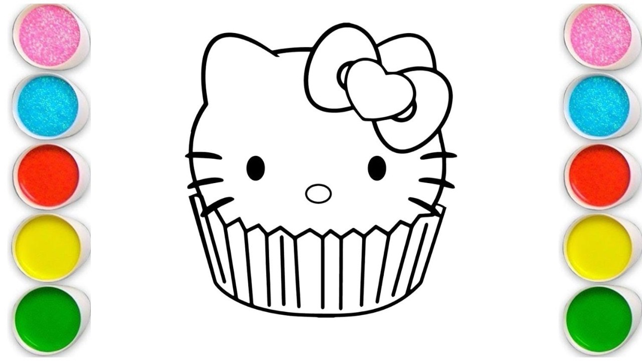 Hello Kitty Cupcacke Drawing, Painting & Coloring For Kids and Toddlers_ Child Art