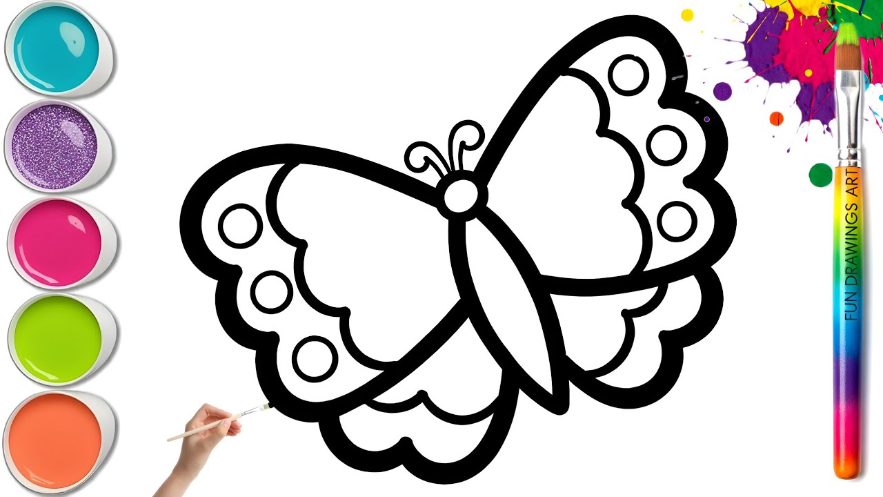 Красивый рисунок бабочки 🦋🥰 Простой пошаговый урок рисования и раскрашивания