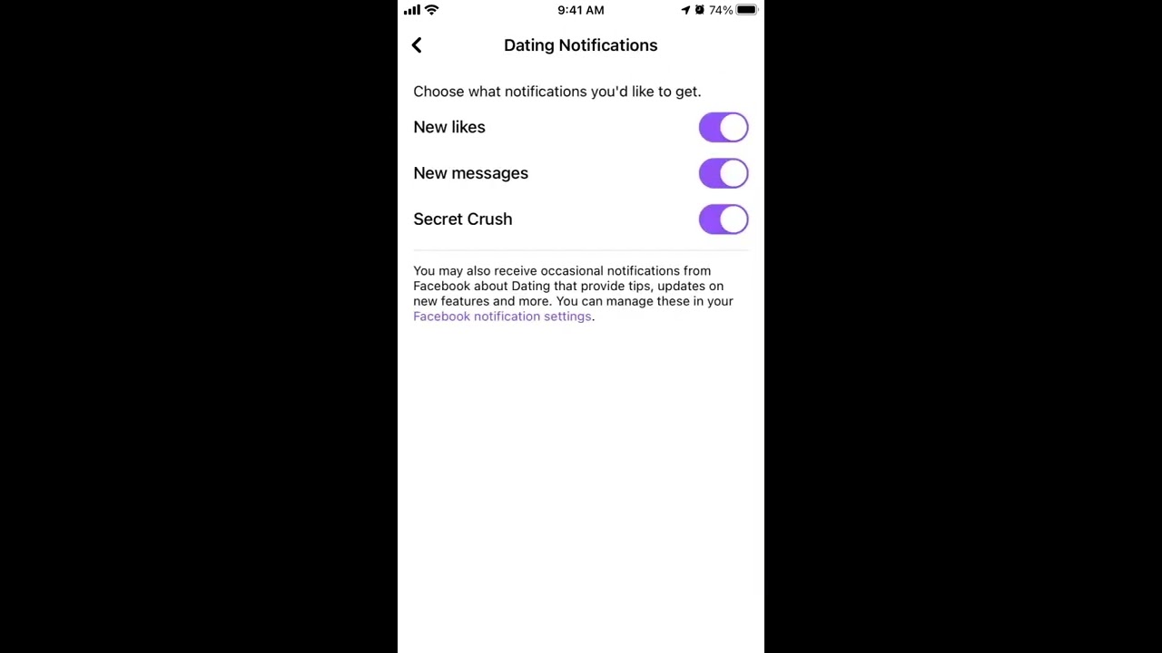 How to disable notifications from Facebook dating?
