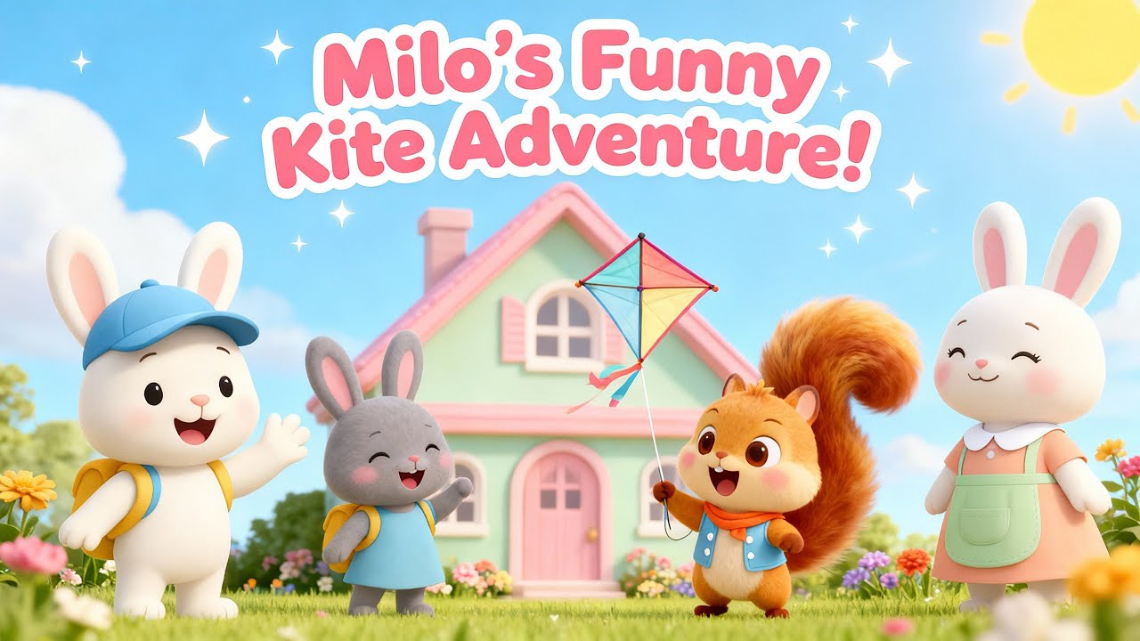 Milo the Bunny: The Funny Kite Adventure! 🪁 | Cute 3D Cartoon for Kids & Toddlers