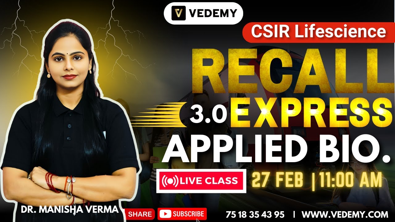 CSIR Recall Express 3.0 | Applied Biology | Unit 12 | Dr. Manisha Verma | CSIR Dec 2024 |