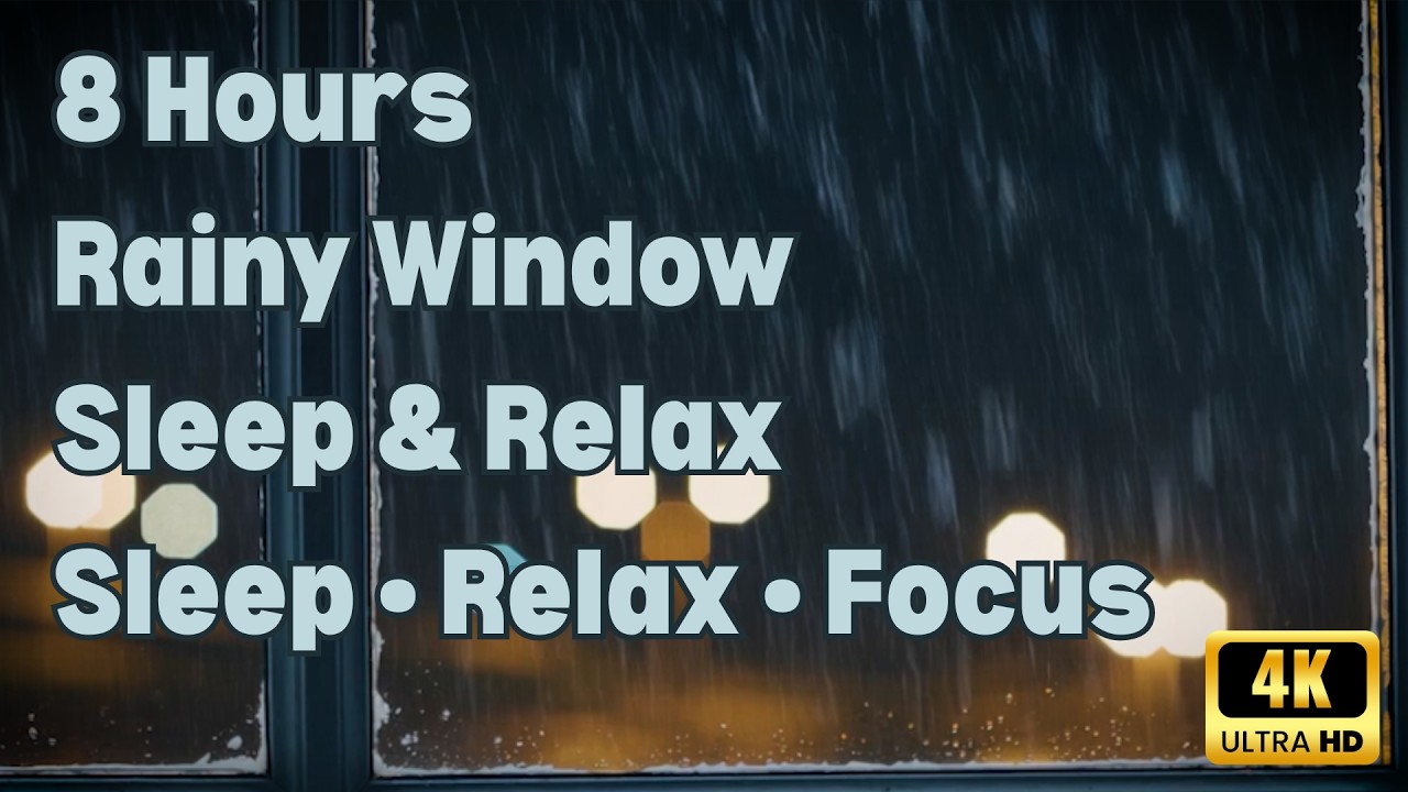8 Hours Rain Hitting a Window 🌧️ Calm Night Ambience for Sleep, Relax & Focus (4K)