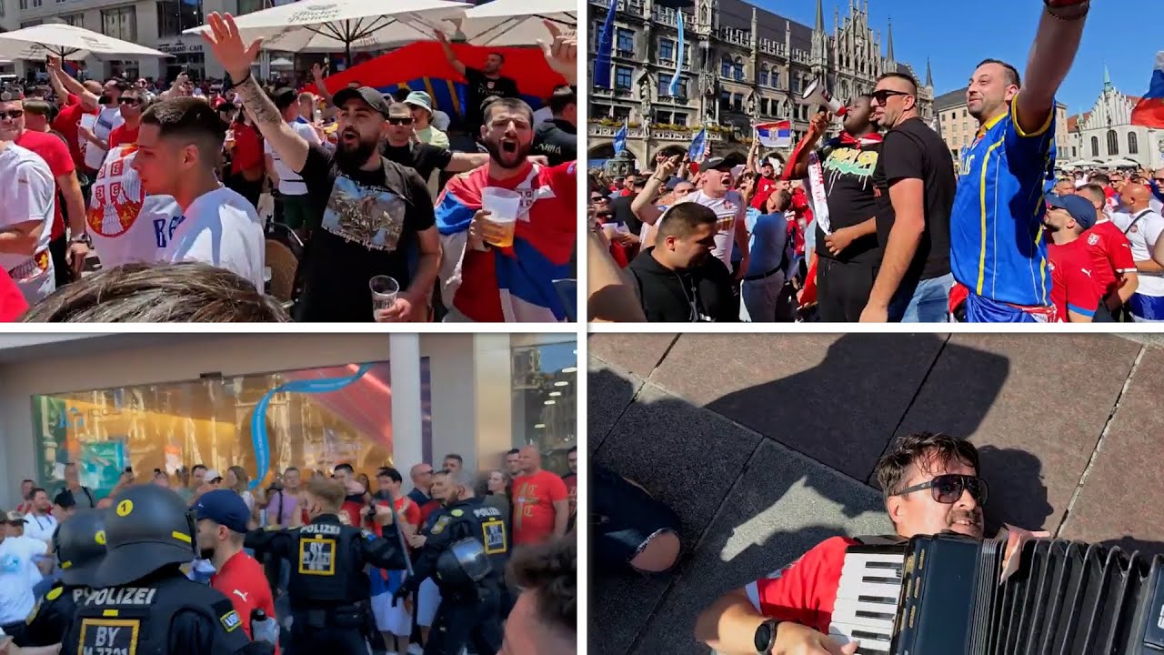 Haos u Minhenu pred meč sa Danskom: Ogromna zastava, harmonika a onda tuča sa policijom i hapšenja