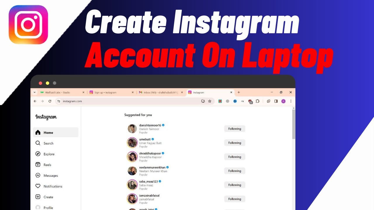 Как создать аккаунт Instagram на ноутбуке/ПК/компьютере