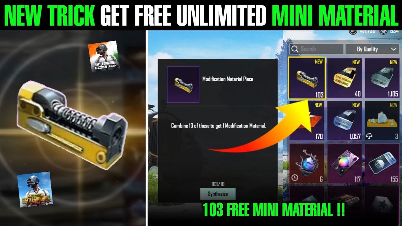 New Trick Get Free Unlimited Mini Material In Bgmi & Pubg | How To Get Free Material In Bgmi Pubg