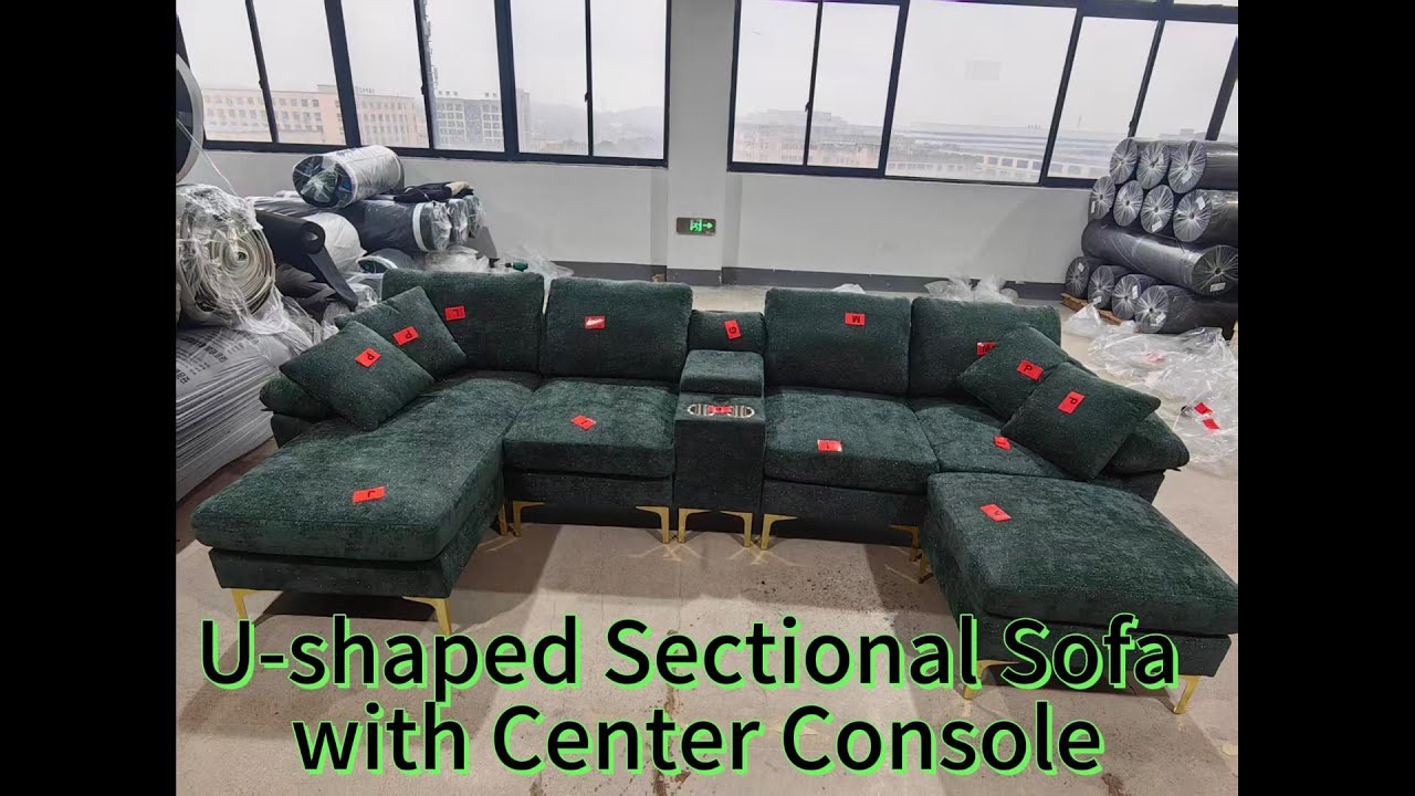 U-shaped Sectional Sofa with Center Console (Model:9017)