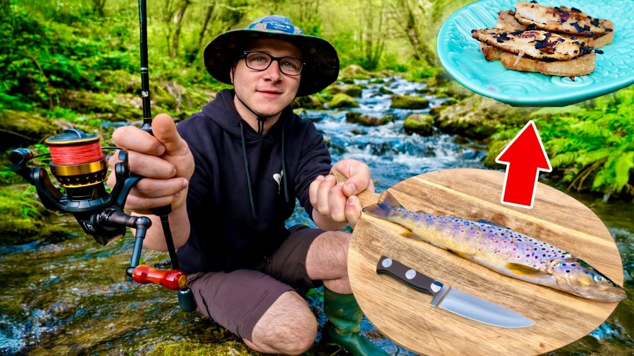 P&Ecirc;CHER et MANGER ma premi&egrave;re TRUITE SAUVAGE de rivi&egrave;re !? ( catch and Cook )