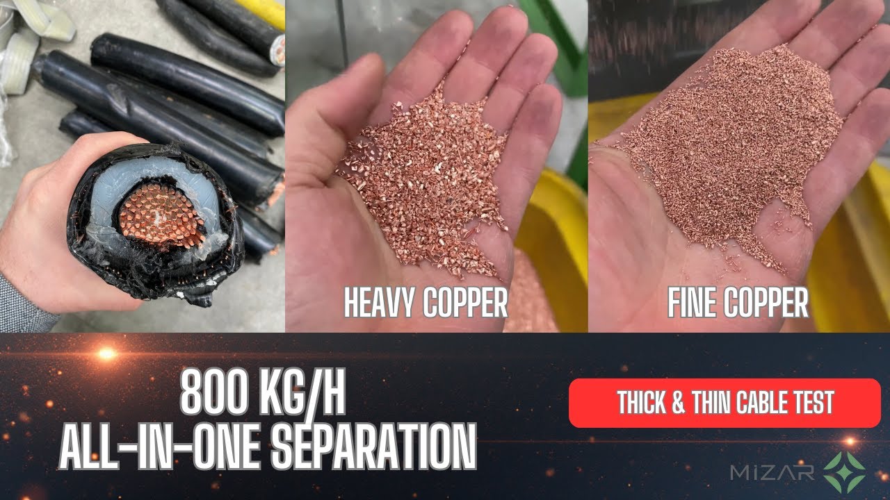 800 kg/h Thick & Thin Cable Separation | PRP M1 Heavy-Duty Copper Recovery Line