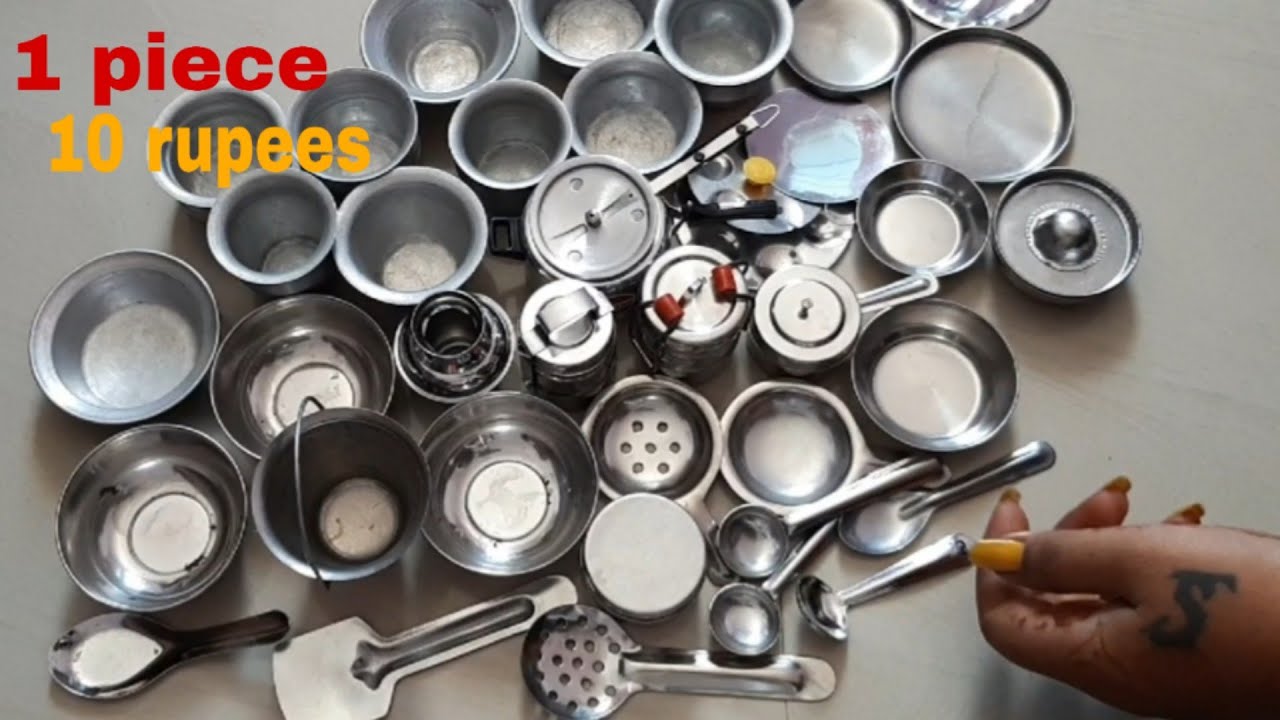 10 rupees only,  Super mini silver  cooking set  10 rupees only, Art sunday...