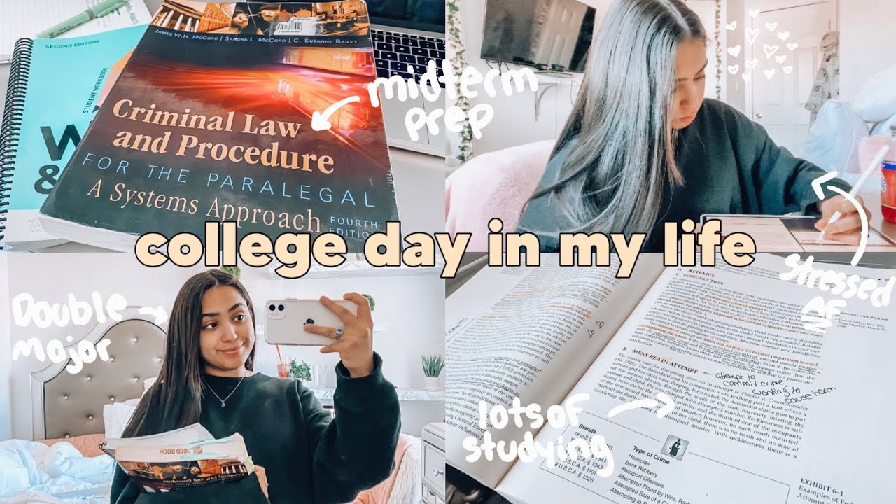 COLLEGE DAY IN MY LIFE AS A DOUBLE MAJOR | criminal justice midterm + exam prep & more!