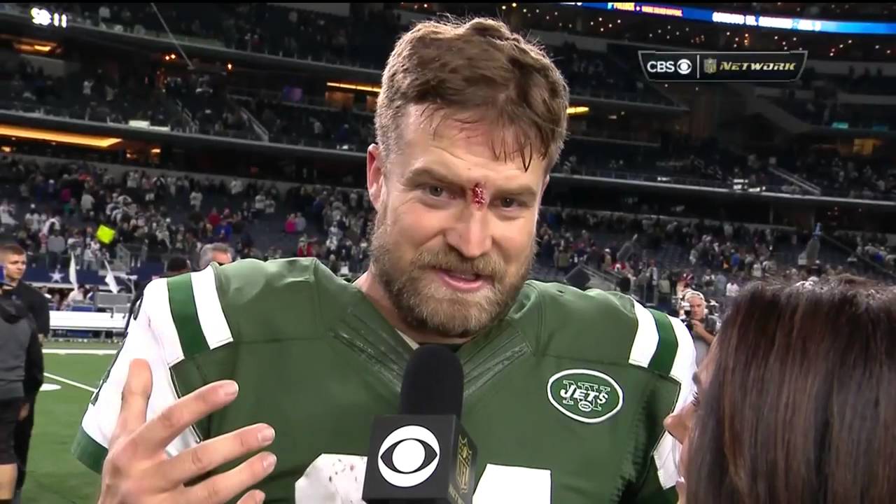 Ryan Fitzpatrick Photobombed by Nick Mangold, Asks 'Is This Live?' | Jets vs. Cowboys | NFL