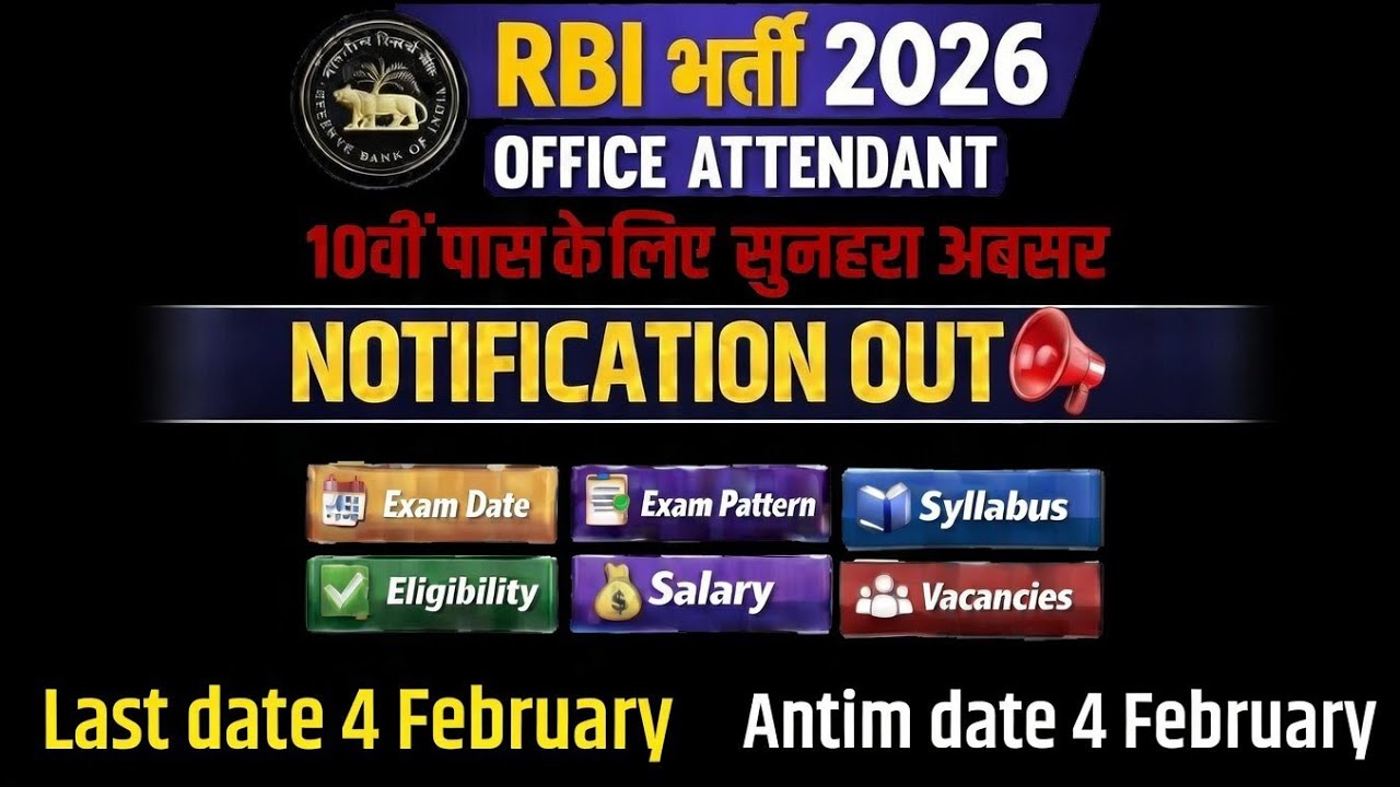 Reserve Bank of India requirment 2026 Only 10th pass || रिजर्व बैंक ऑफ़ इंडिया 2026 ऑनलाइन दसवीं पास