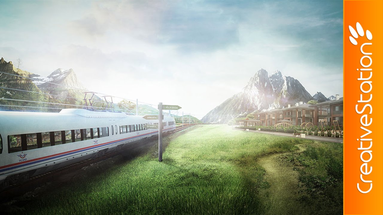 Train - 3D Speed art (#3DMax, #Photoshop) | CreativeStation